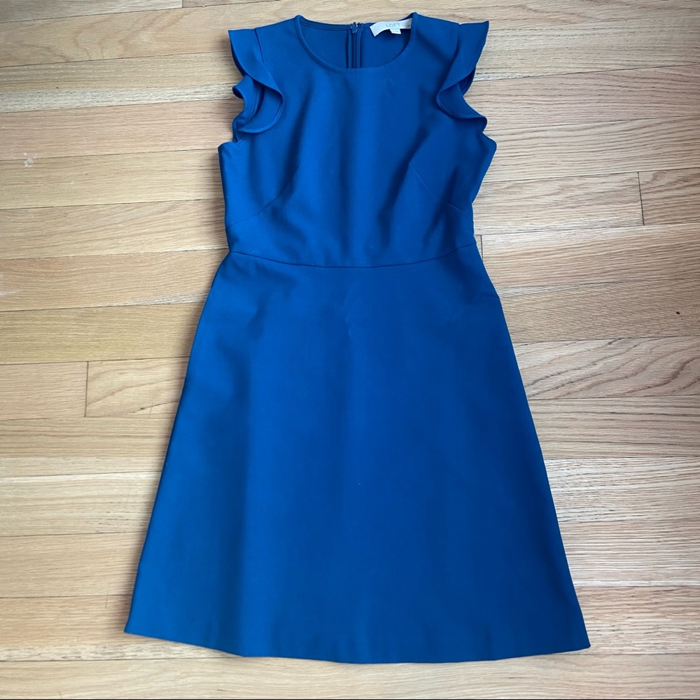 Loft Dark teal / navy flowy arm work dress